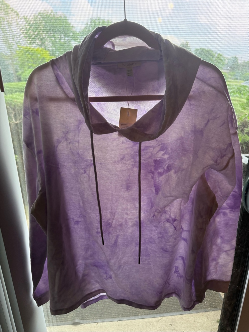 loralette Purple Tie-Dye Lightweight Hoodie